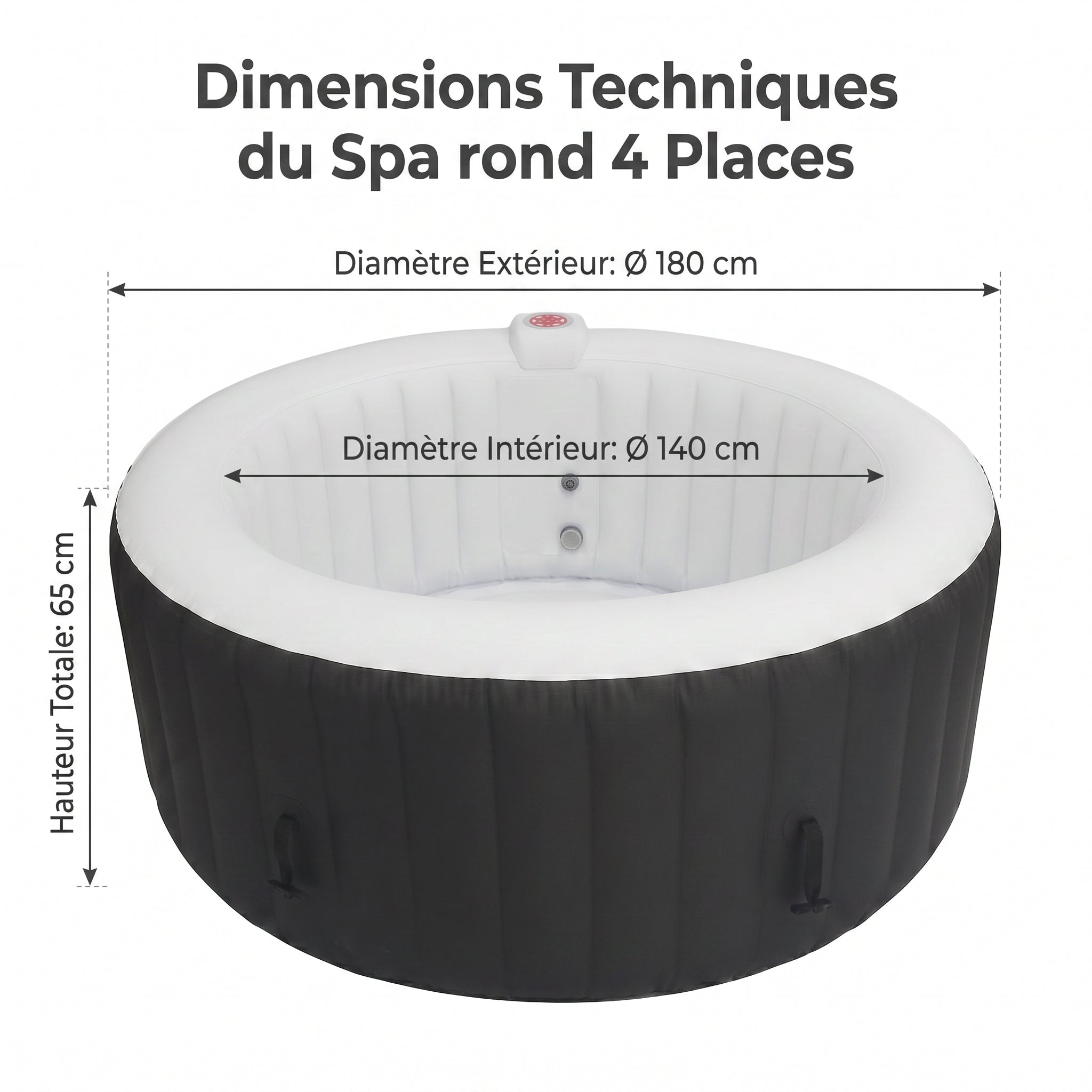Spa gonflable 4 places rond Beige Diamêtre : 180 cm - Filtre et bâche inclus