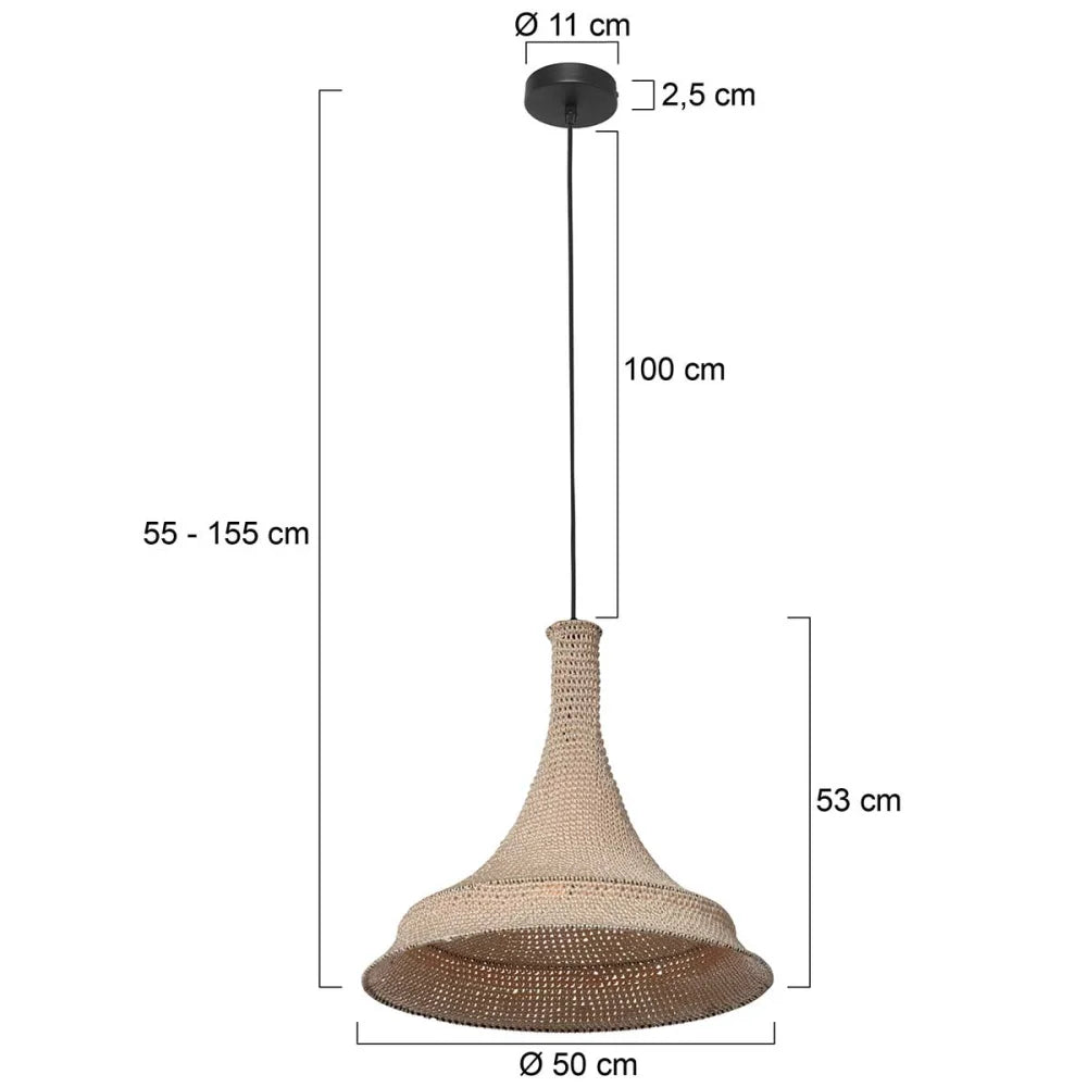 Lampe suspension orientale tissée main crème