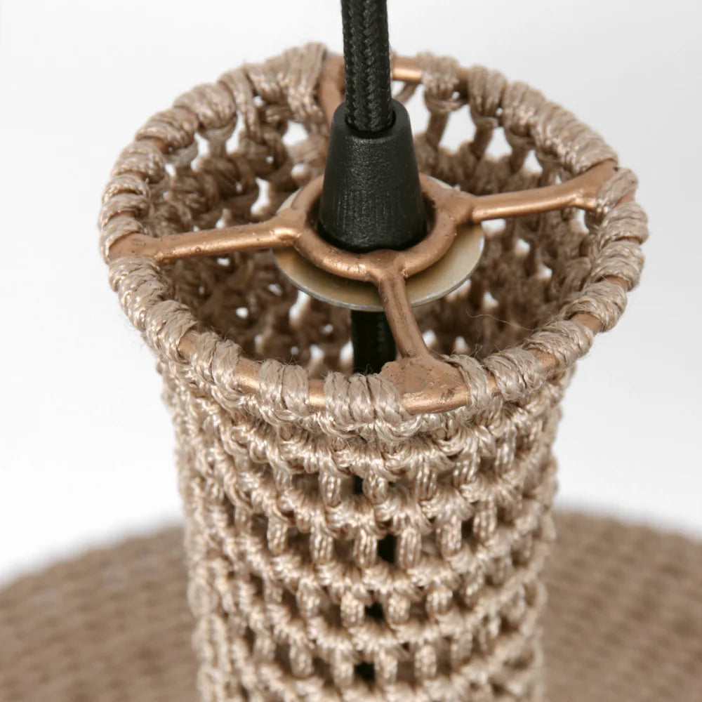 Lampe suspension orientale tissée main crème