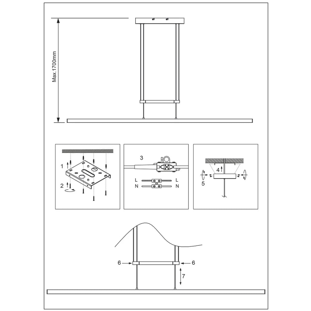 Lampe suspension en acier brossé - 1 lumière - Profilo