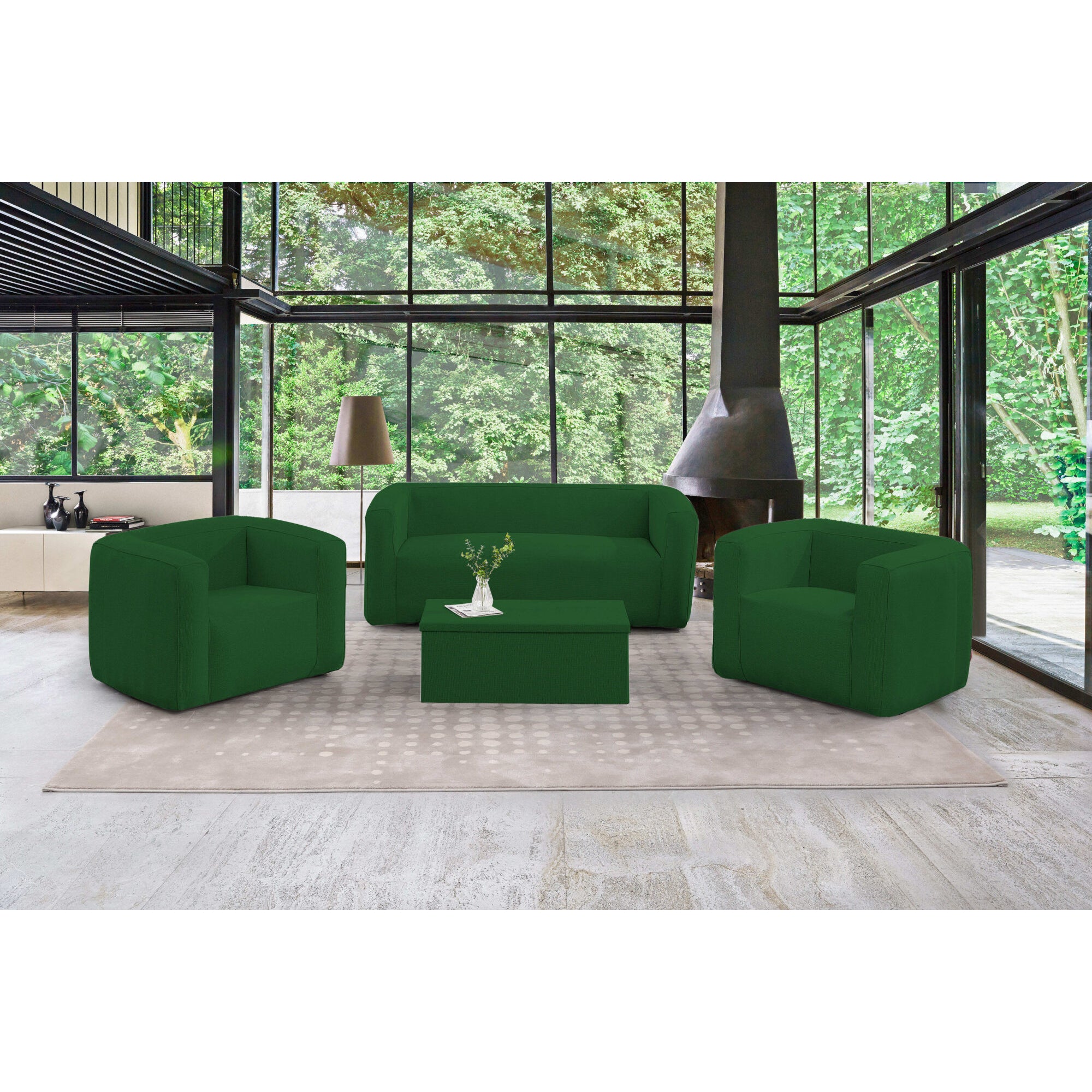 Table coffre Terracotta - Ouverture sur le dessus - Intérieur et extérieur - Couleur Vert