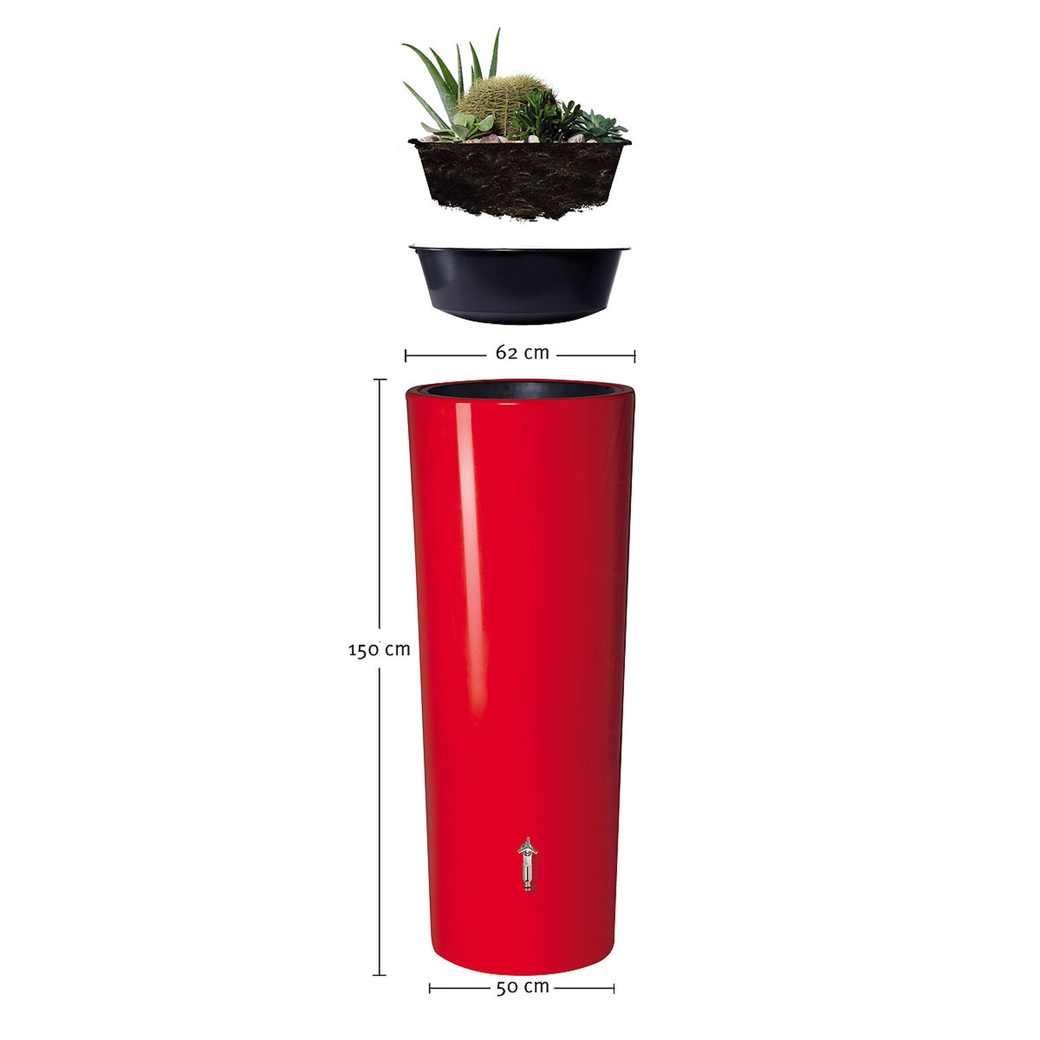 Récupérateur d´eau de pluie Color 2 en 1 350 L - Tomato