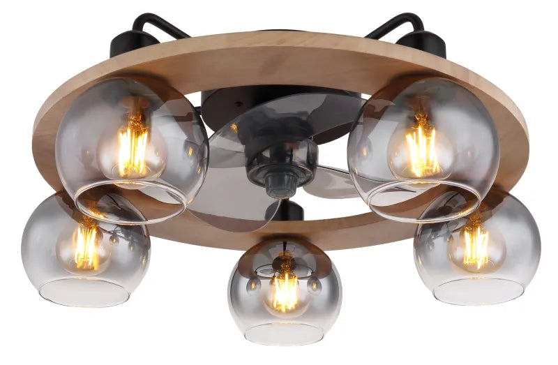 Ventilateur métal noir mat et lampe  - Lamotta
