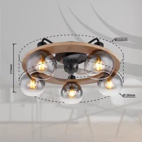 Ventilateur métal noir mat et lampe  - Lamotta