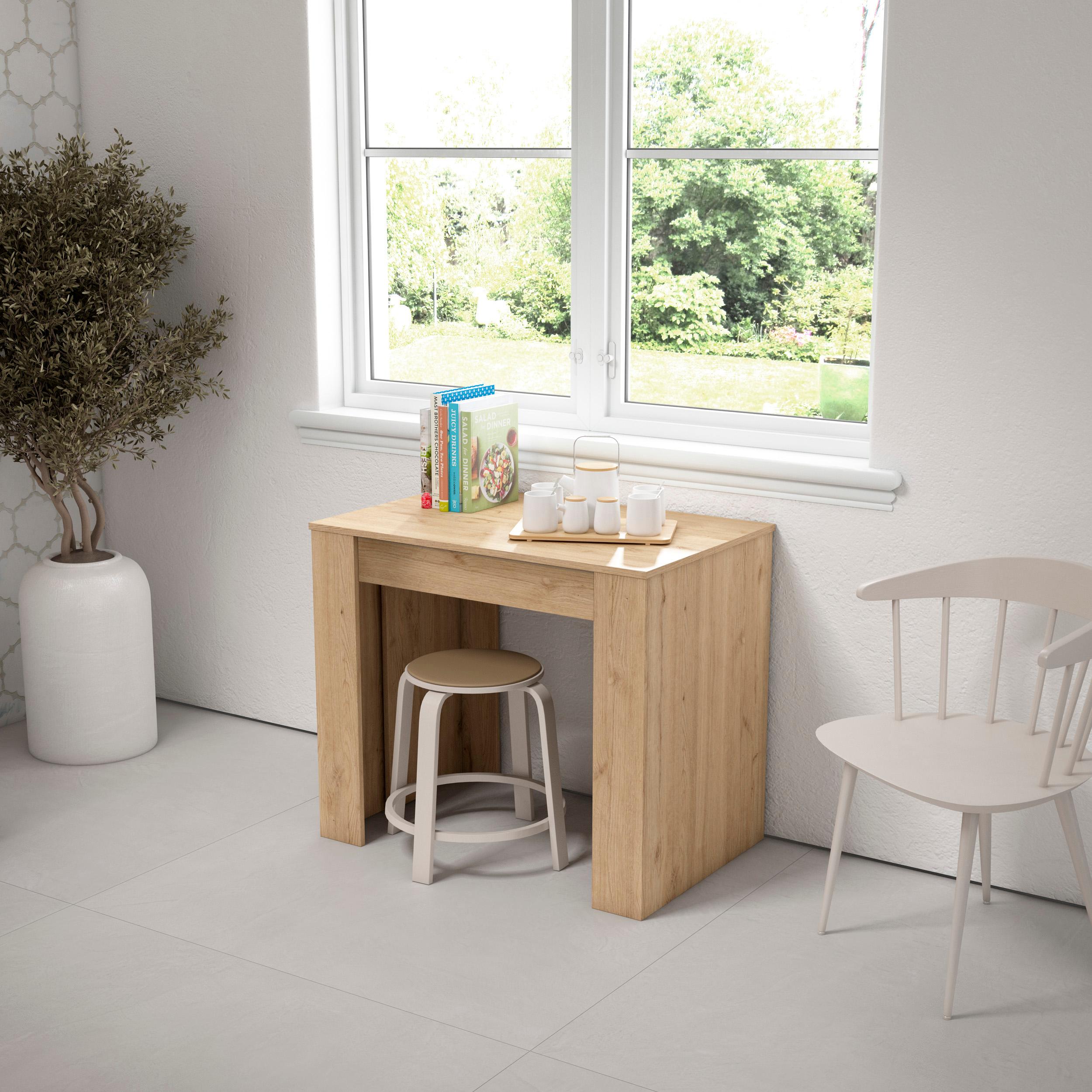 Table console extensible, 220, Pour 10 personnes, Chêne