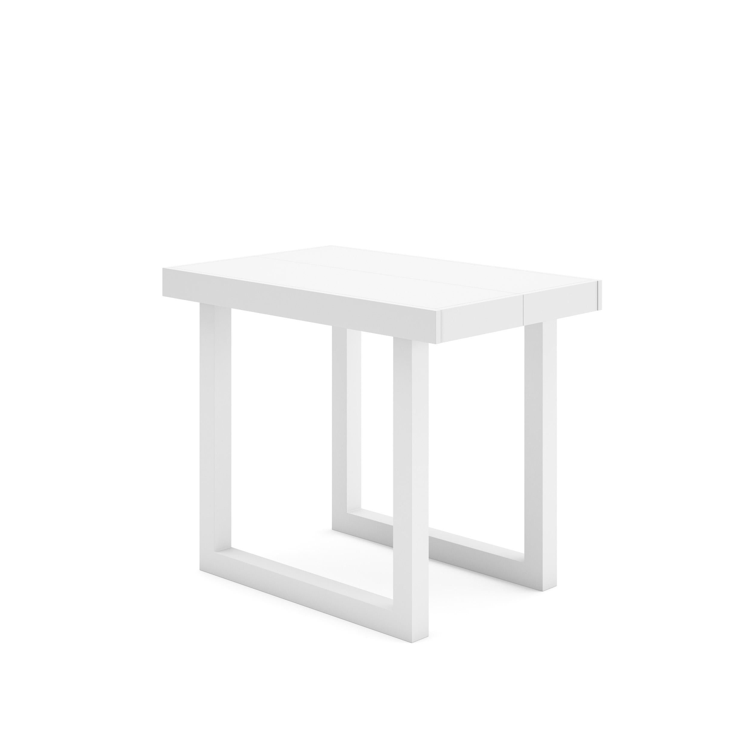 Table console extensible blanche 260 cm – Jusqu’à 12 personnes – Pieds en bois massif blancs en U