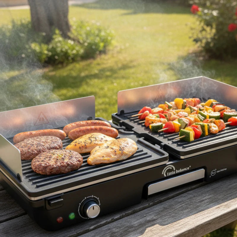 Plancha électrique Double Zone 2000 W Noir , 2 Thermostats