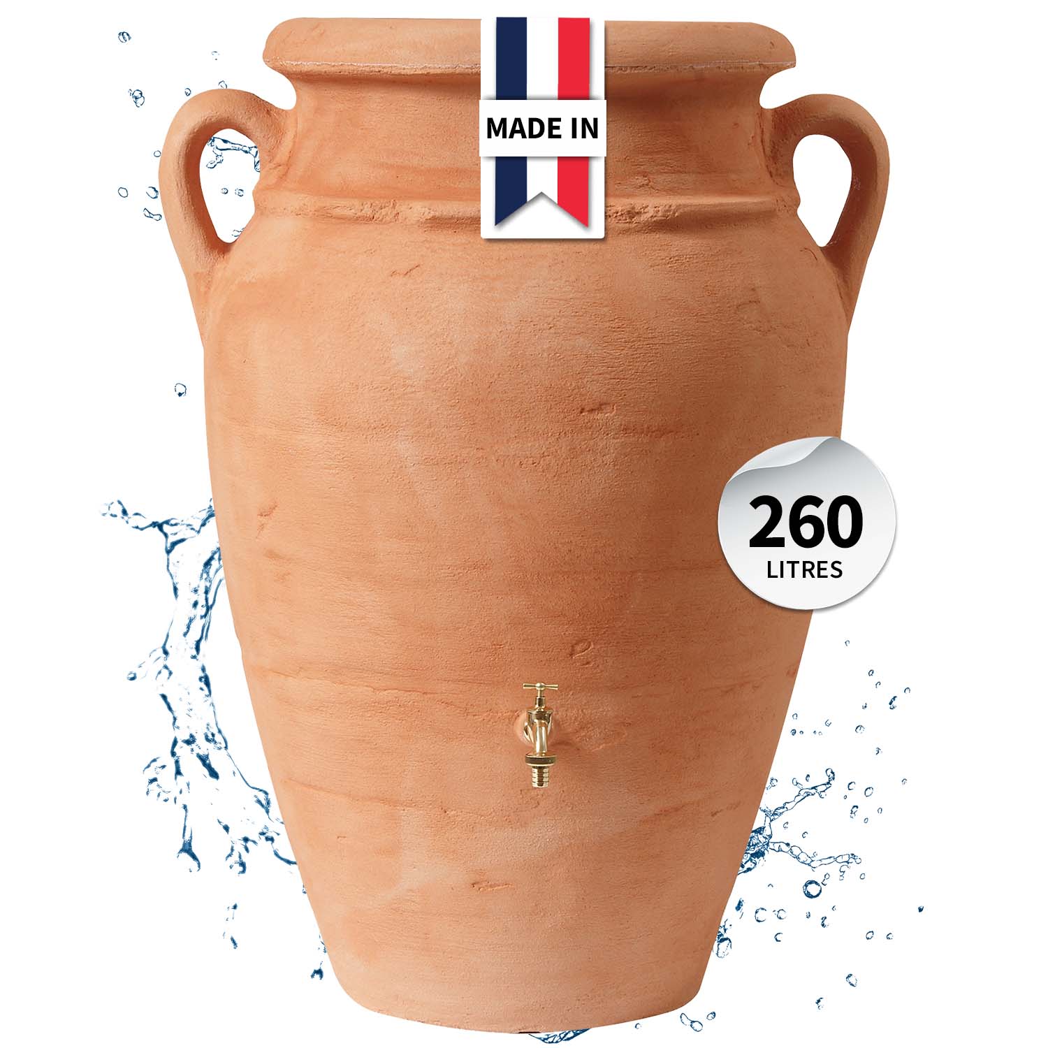 Récupérateur d´eau de pluie - Réservoir Antik amphore murale 260 L - Terracotta