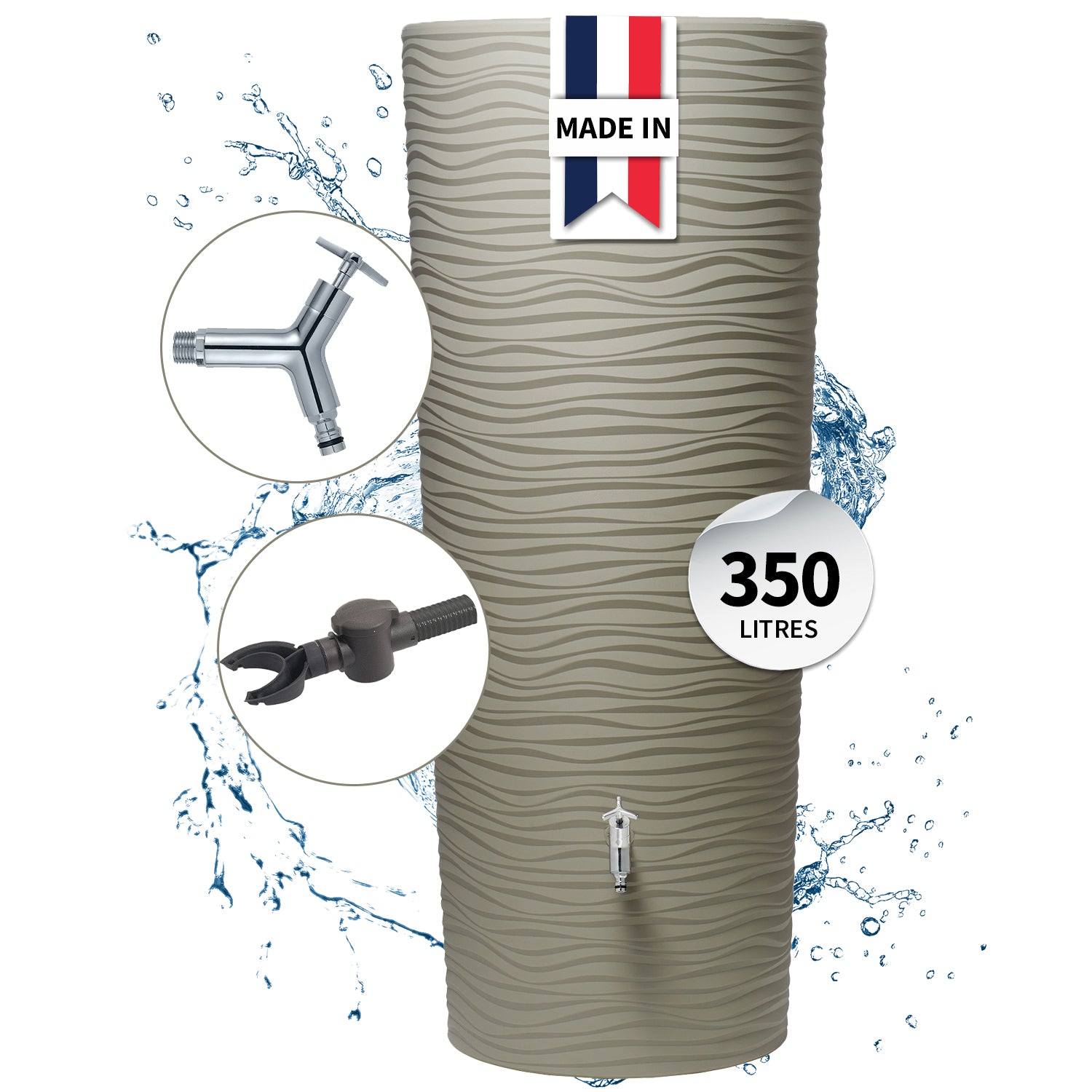 Récupérateur d´eau de pluie Natura 2 en 1 350 L - Sahara