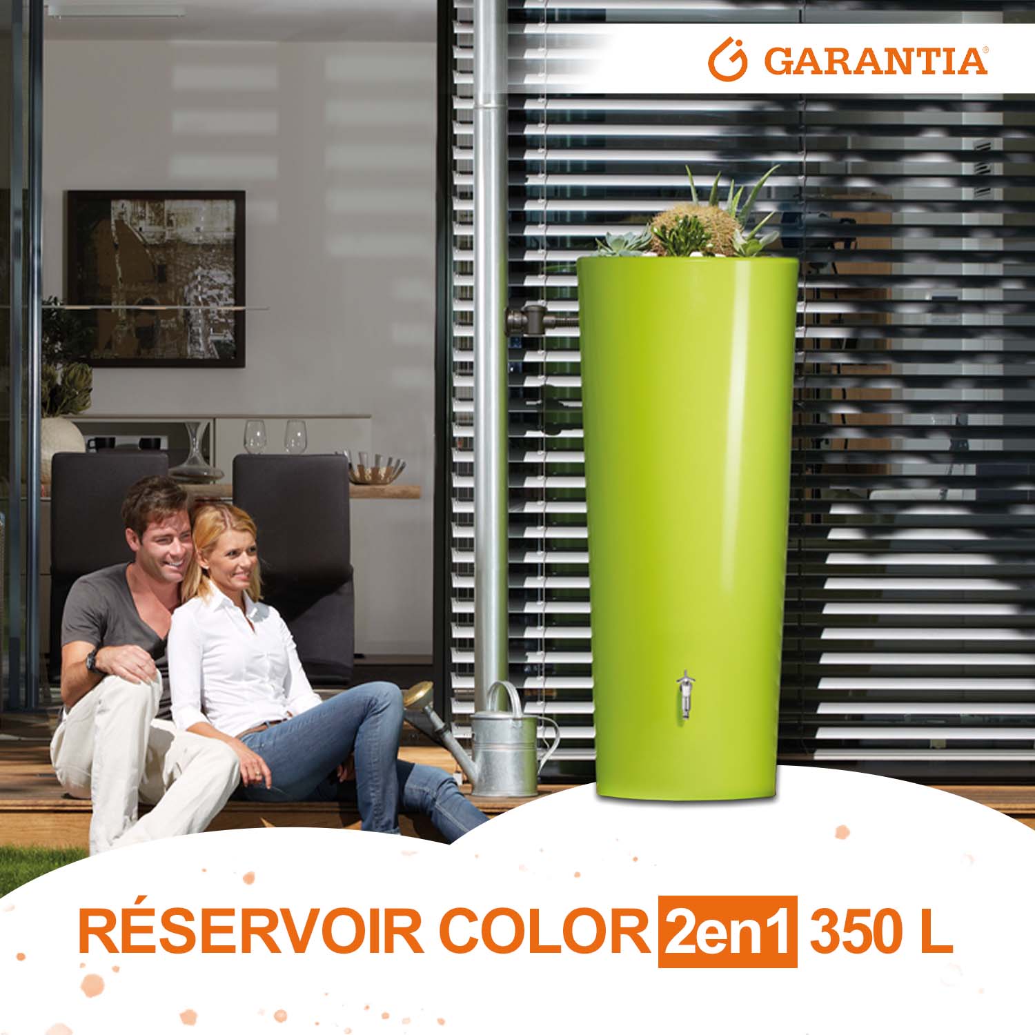 Récupérateur d´eau de pluie Color 2 en 1 350 L - Apple