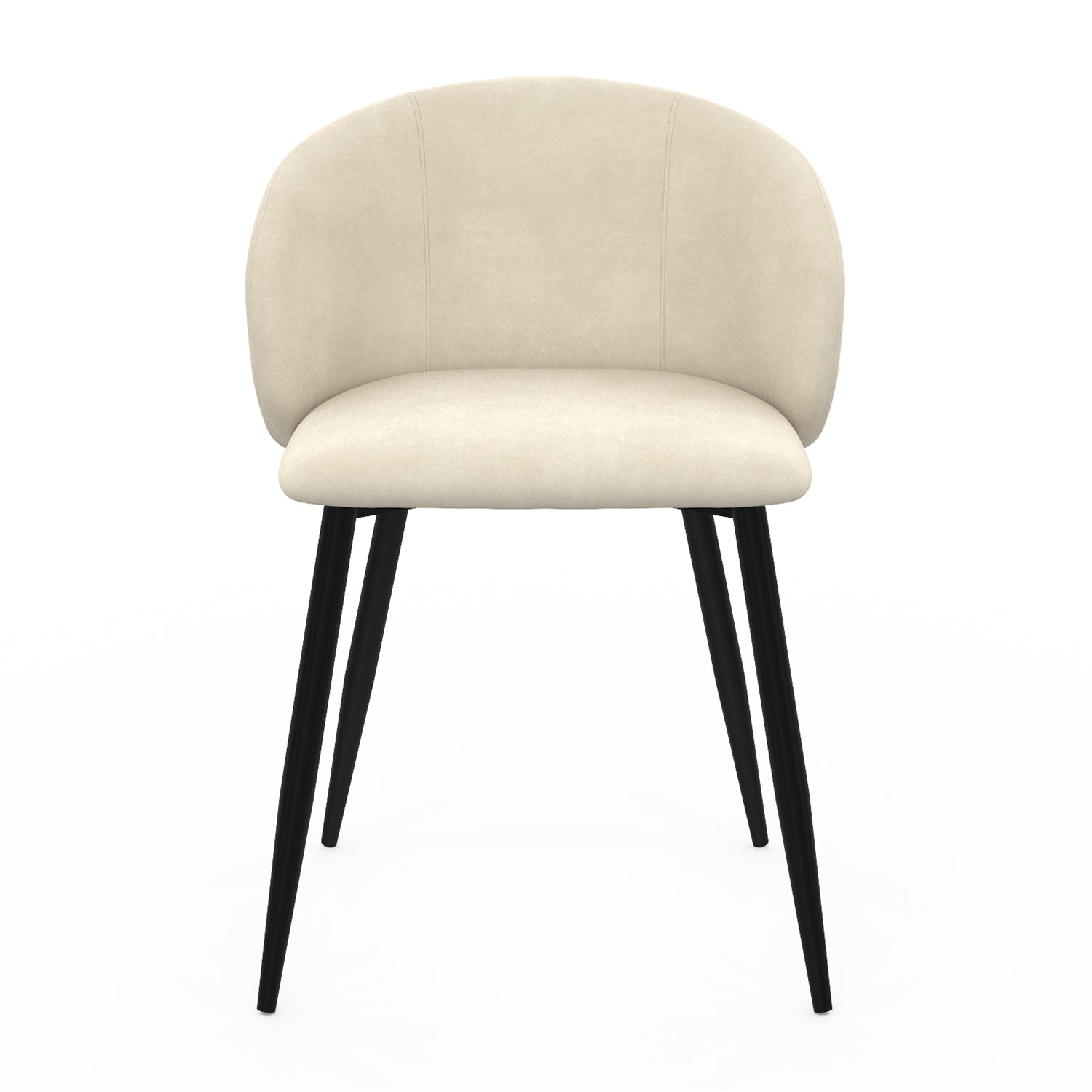 Chaises Léona en velours crème et pieds métal noirs - lot de 4