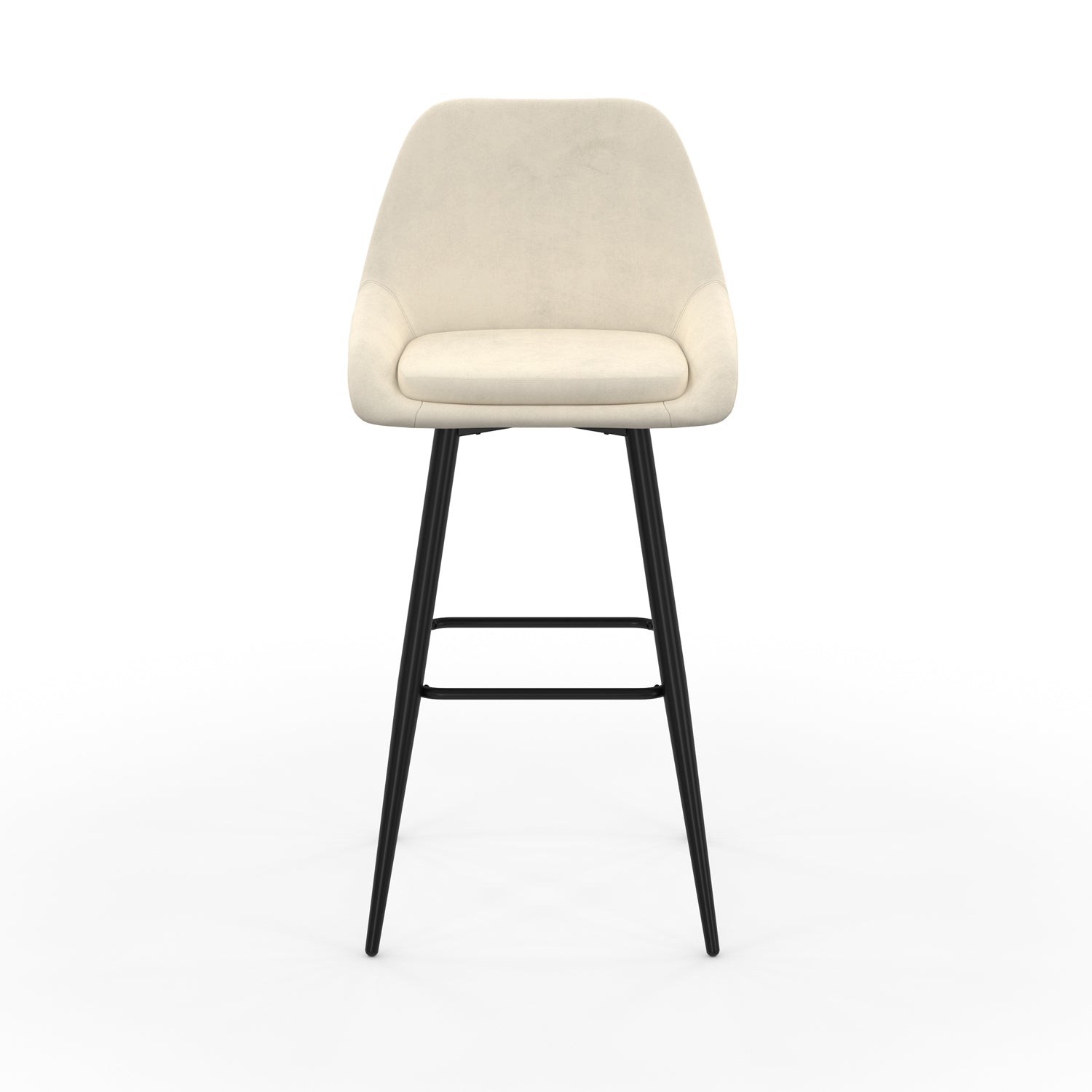 Tabourets de bar Olivia assise velours crème et pieds métal - lot de 4