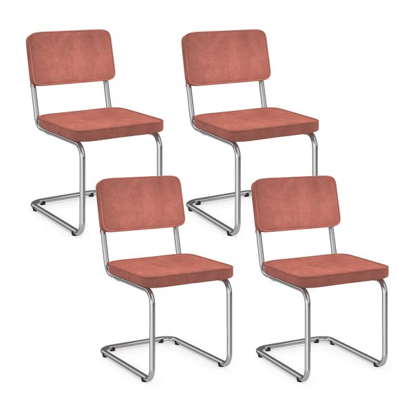 Chaises Naya bouclette terracotta pied métal - lot de 4