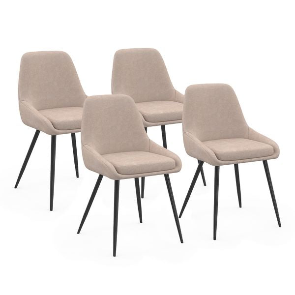 Chaises Ornella tissu taupe et pieds métal - lot de 4
