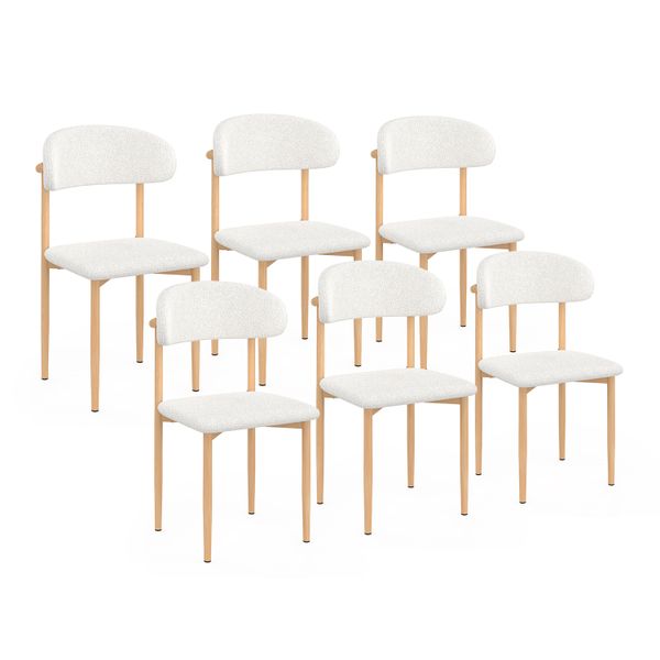 Chaises Callisto bouclette et pieds effet hêtre - lot de 6