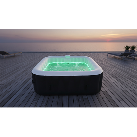 Spa gonflable 4 places carré - Bandeau LED inclus - Dimensions : 155 x 155 cm