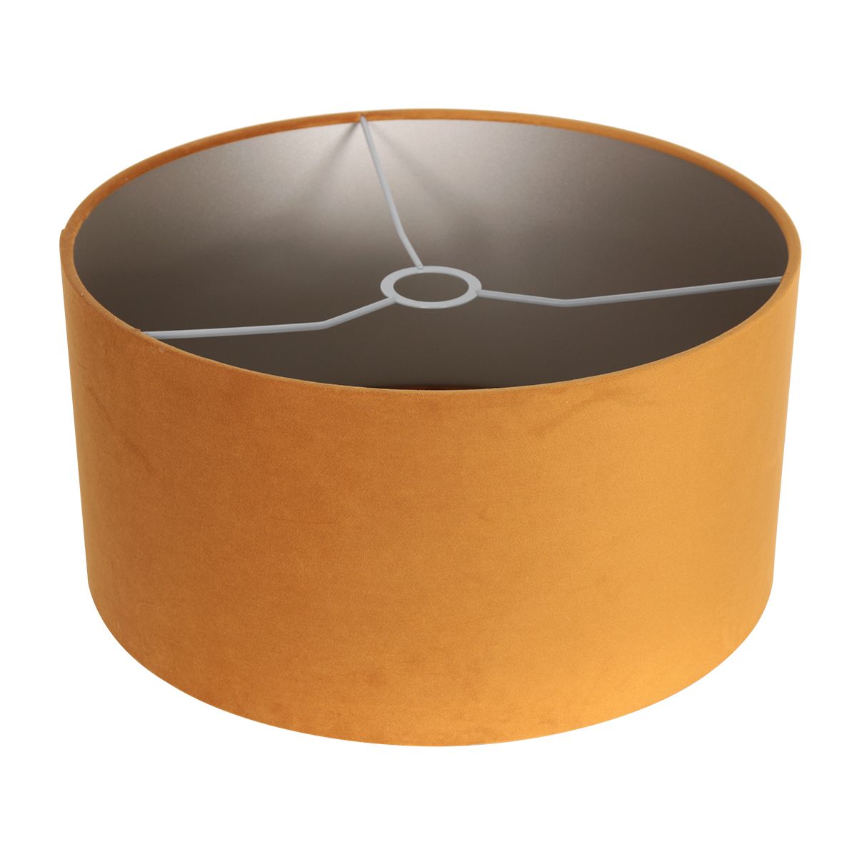 Lampe de table, base en bois  avec abat-jour en velours doré