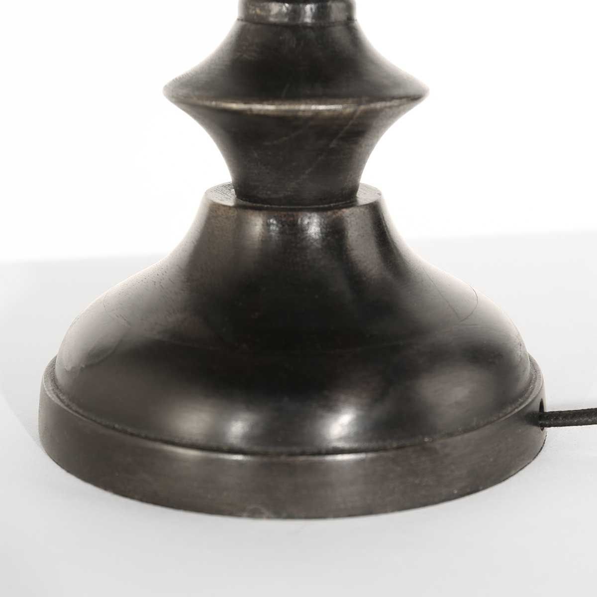 Lampe de table base en bois  avec abat-jour en lin blanc brut