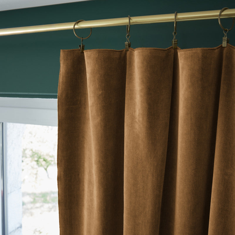 Rideau ajustable + 8 anneaux pince  140 x 270 cm Velours de coton CÉSAR Camel