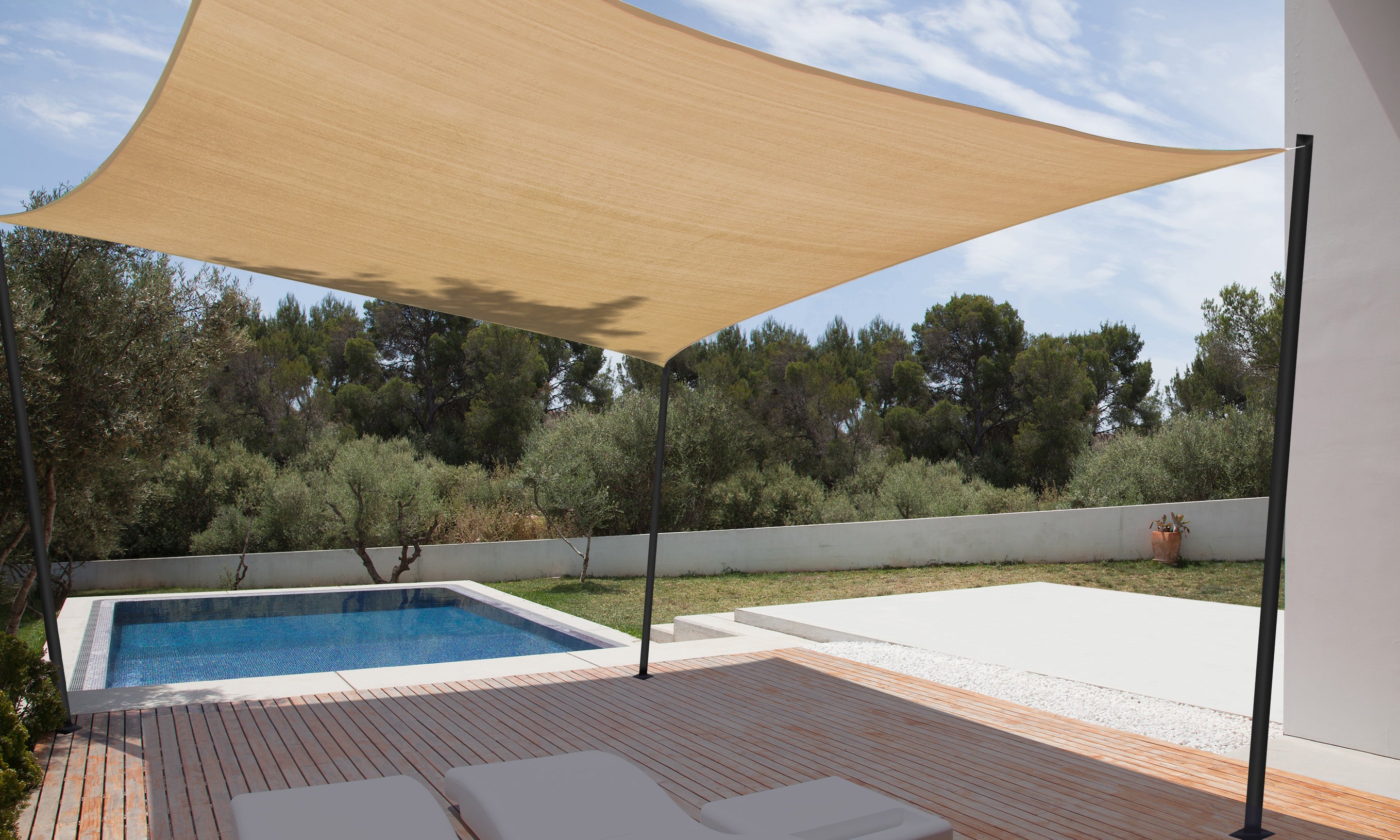 Voile d'ombrage rectangulaire beige 4x6m