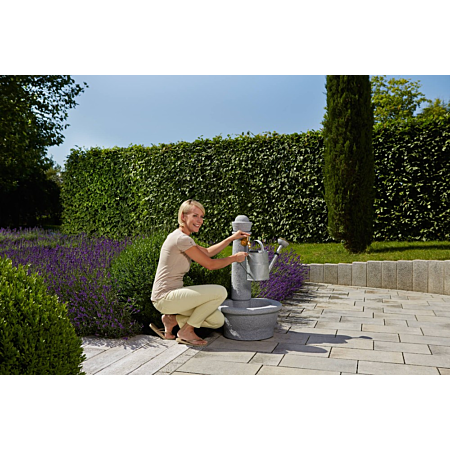 Fontaine de jardin Roma gris granit clair - Robinet nostalgie - Grande vasque