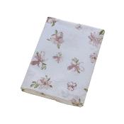 Drap plat - 240x300cm - motif floral - blanc à fleur rose