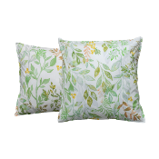 Taie de traversin - 86x185cm - tissu percale -  fleurs vertes