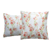Taie oreiller - 50x75cm - tissu percale blanc - fleurs rouges