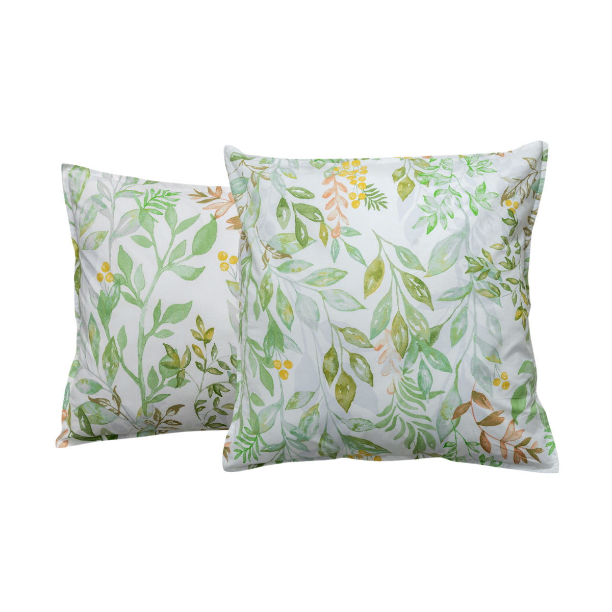 Taie oreiller - 50x75cm - tissu percale -  fleurs vertes