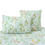 Taie oreiller - 50x75cm - tissu percale -  fleurs vertes
