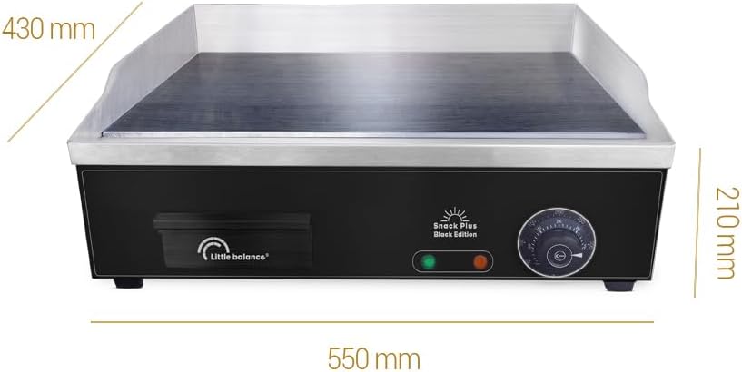 Plancha électrique 6-8 personnes, Plaque de cuisson acier anti-adhésive 8mm, 2900 W, Noir