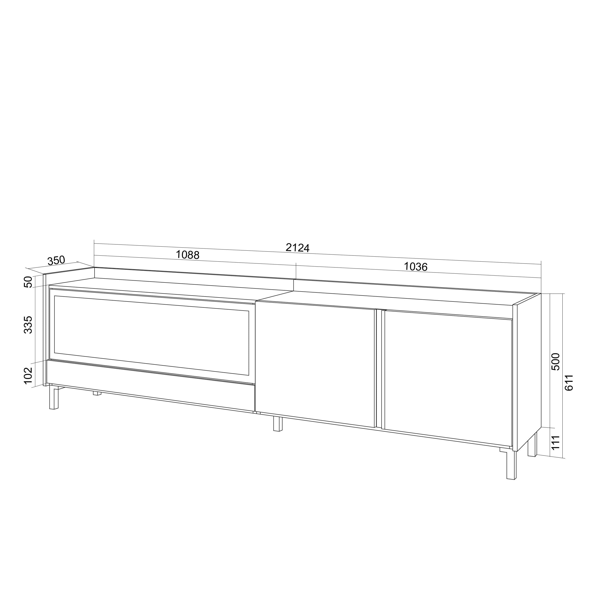 Meuble TV 212x61x35 cm Pour les TV jusqu'à 80" Cheminée électrique à gauche XXL Design industriel Chêne et noir