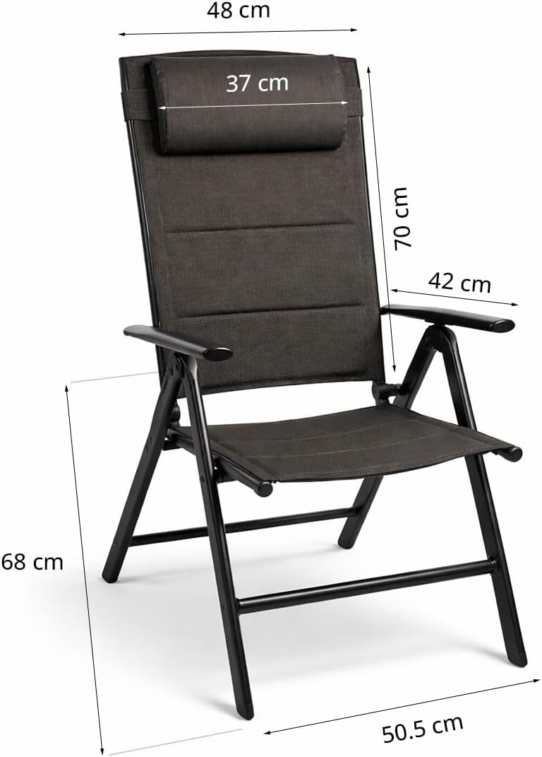 Lot de 2 fauteuils de jardin pliants avec dossier haut et coussin