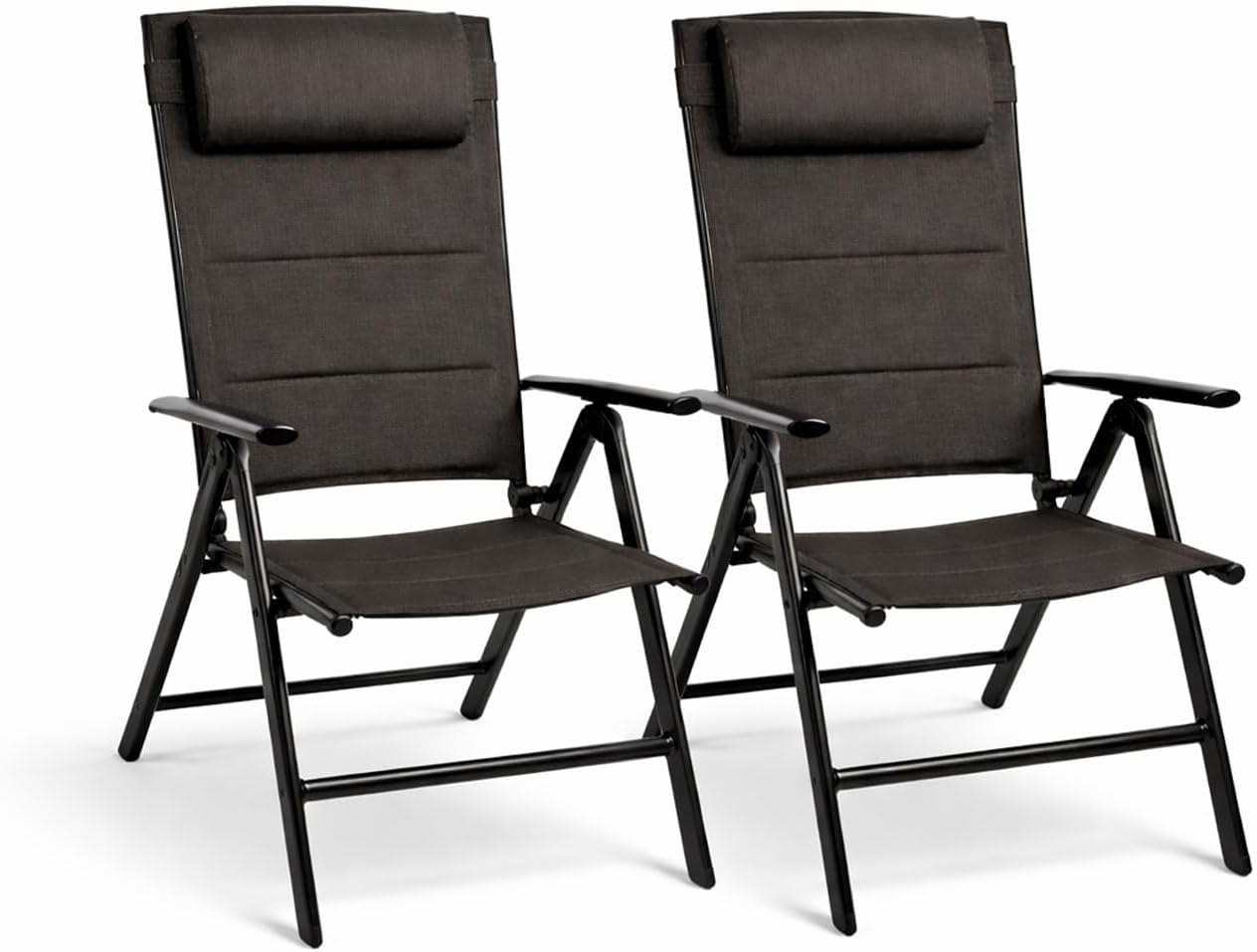 Lot de 2 fauteuils de jardin pliants avec dossier haut et coussin