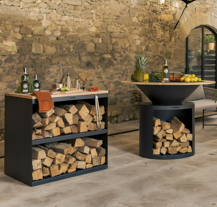 Brasero plancha Ellipse 120 thermolaqué noir plaque inox