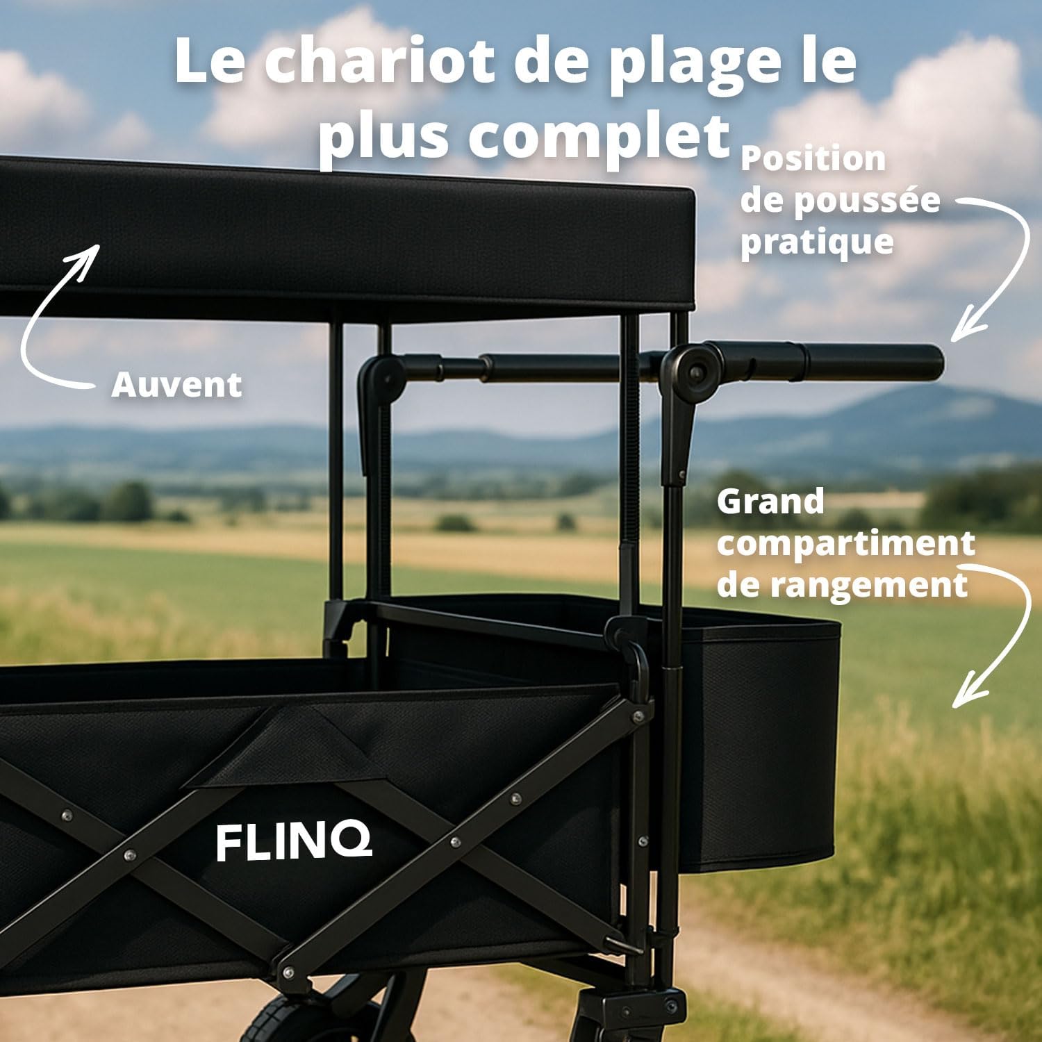 Chariot pliable tout terrain avec auvent 130 kg - 100 litres (Copie)