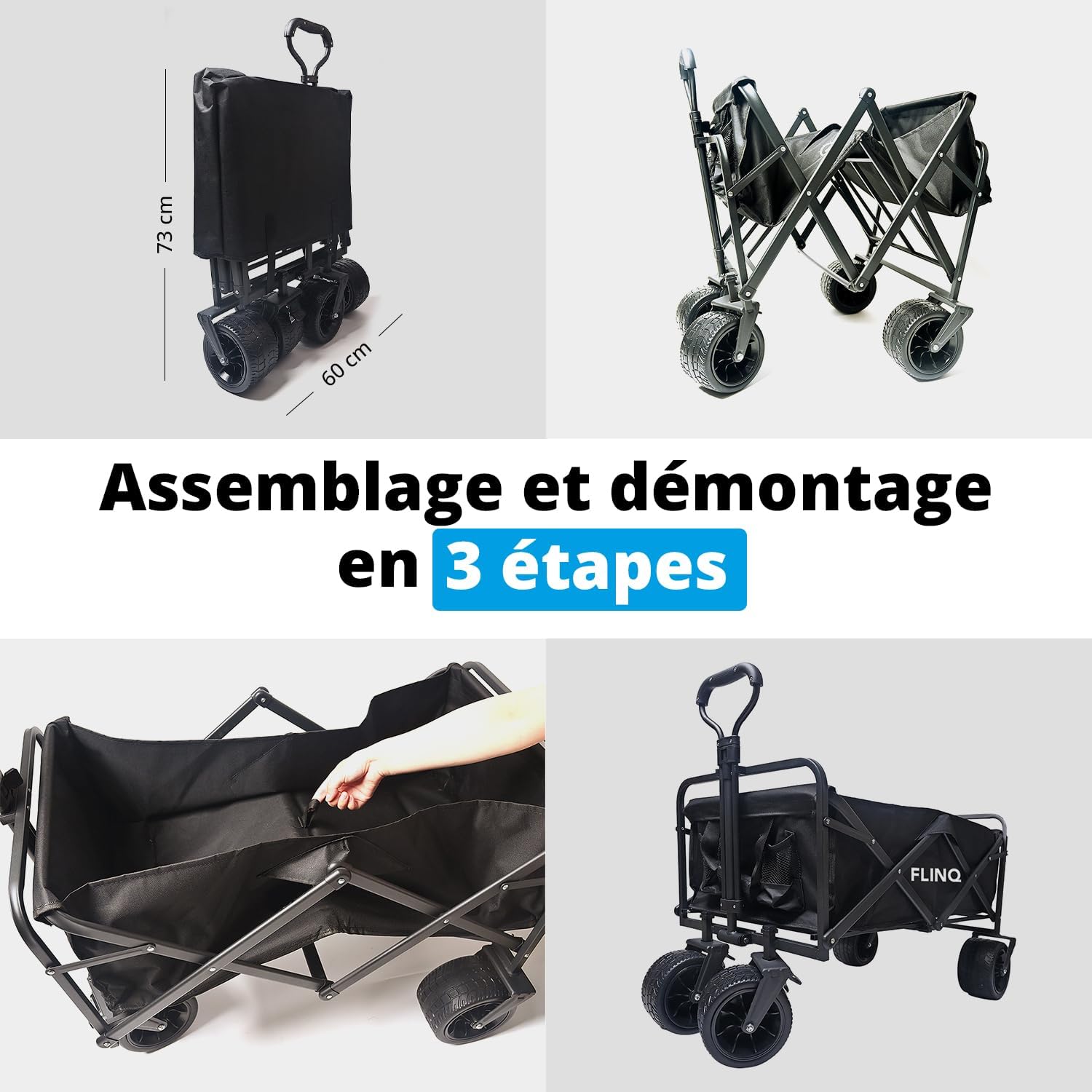 Chariot pliable tout terrain avec auvent 130 kg - 100 litres (Copie)