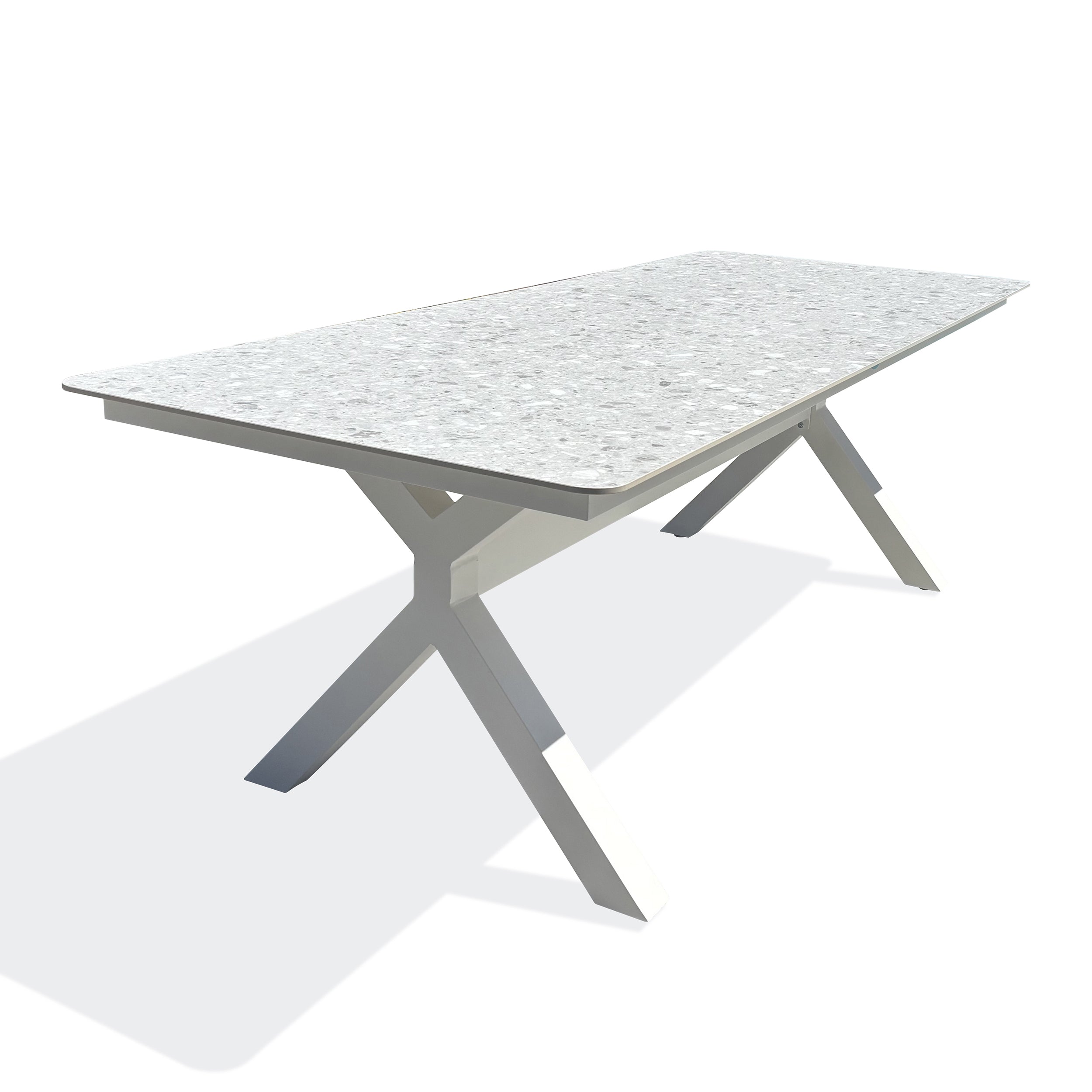 Table de jardin Abella - Blanc 220 cm