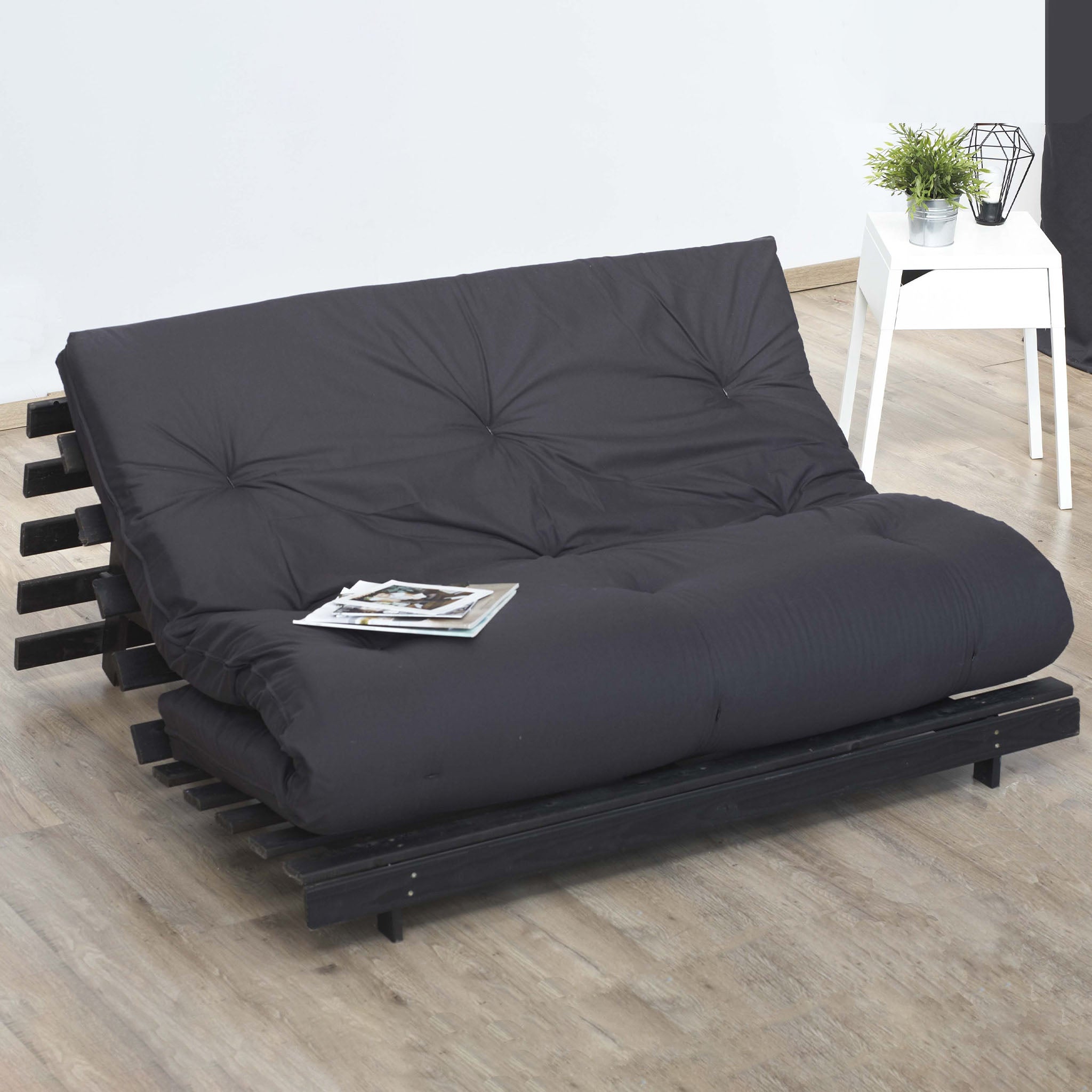 Matelas futon latex et fibres - Gris Anthracite - 90 x 190 cm