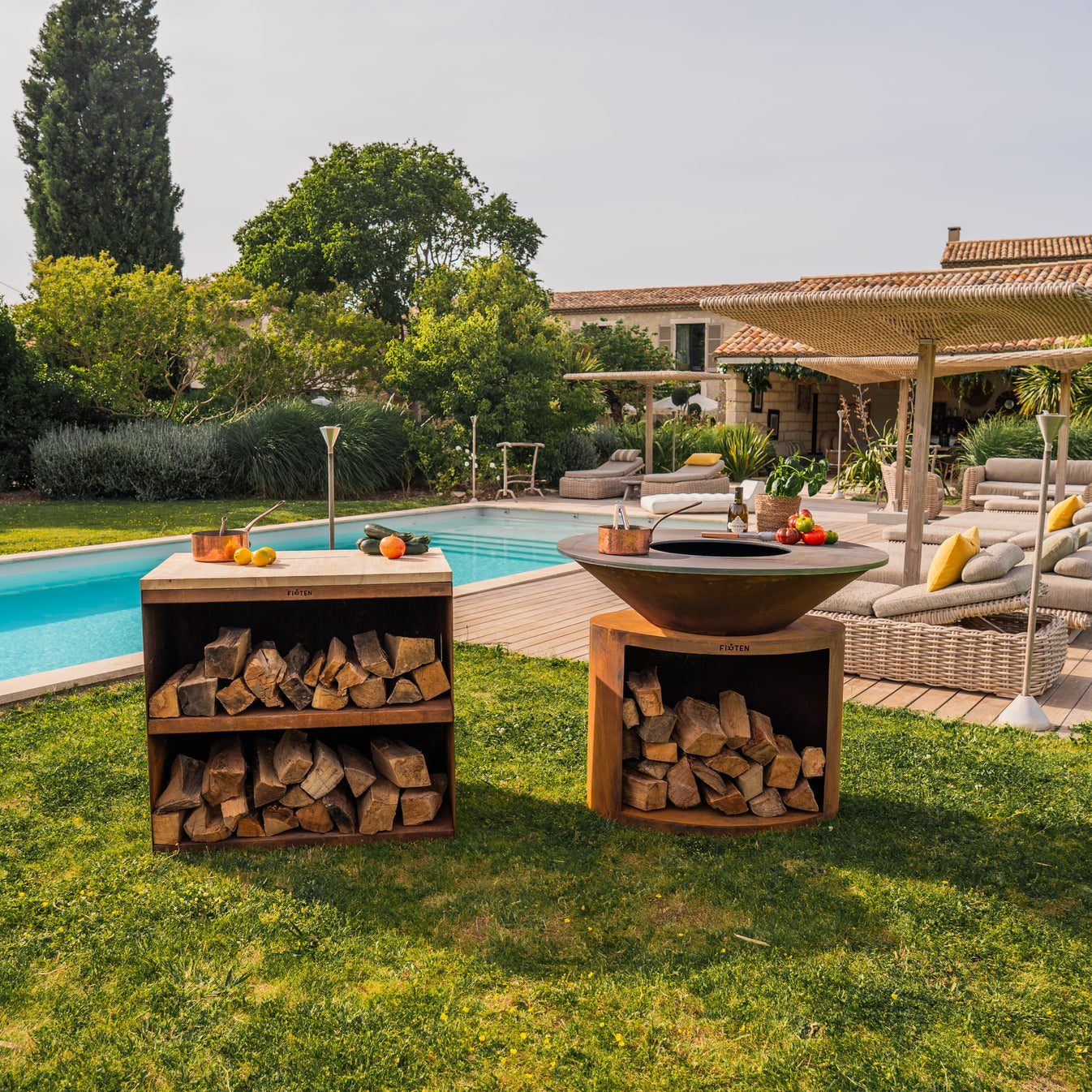 Brasero plancha Ellipse 120 corten plaque inox