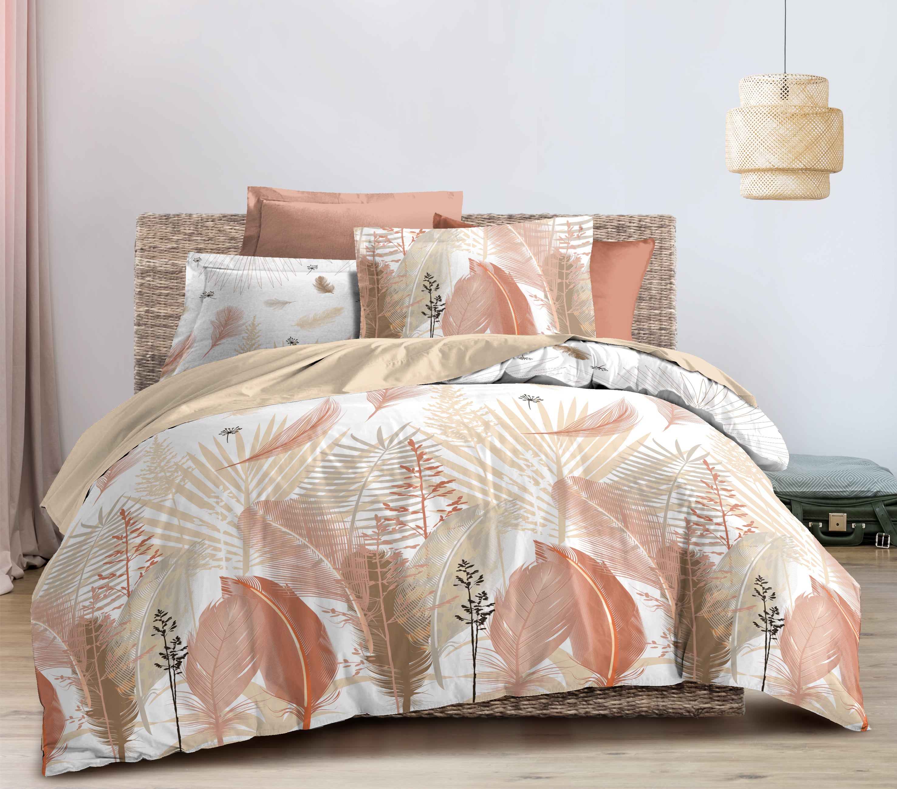 Parure de couette 3 pièces "Louna" 260 x 240 cm Plumes Multi