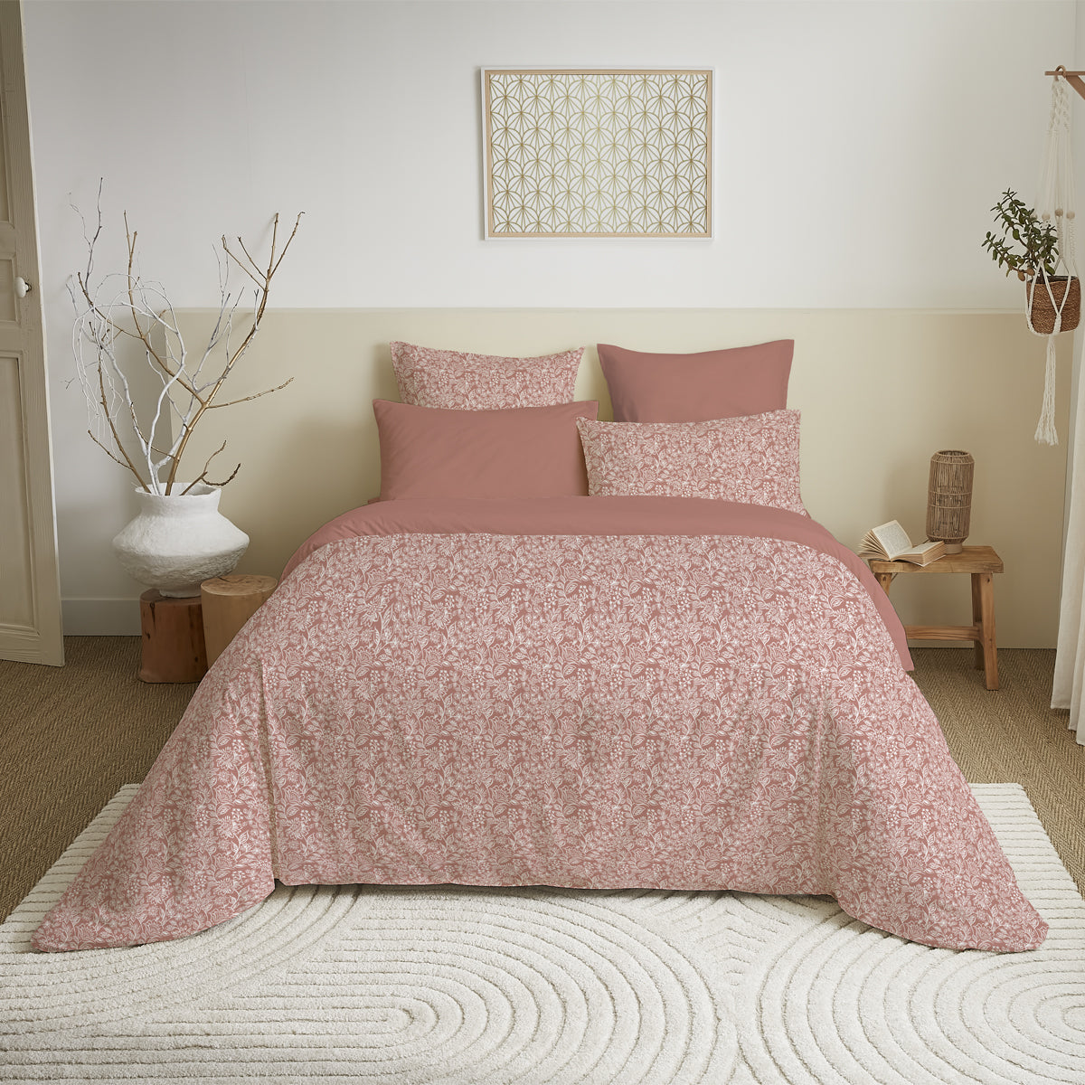 Pack 6 pièces Housse de couette Imprimé 220 x 240 cm - Drap housse 160 x 200 cm - 100% Coton 57 Fils