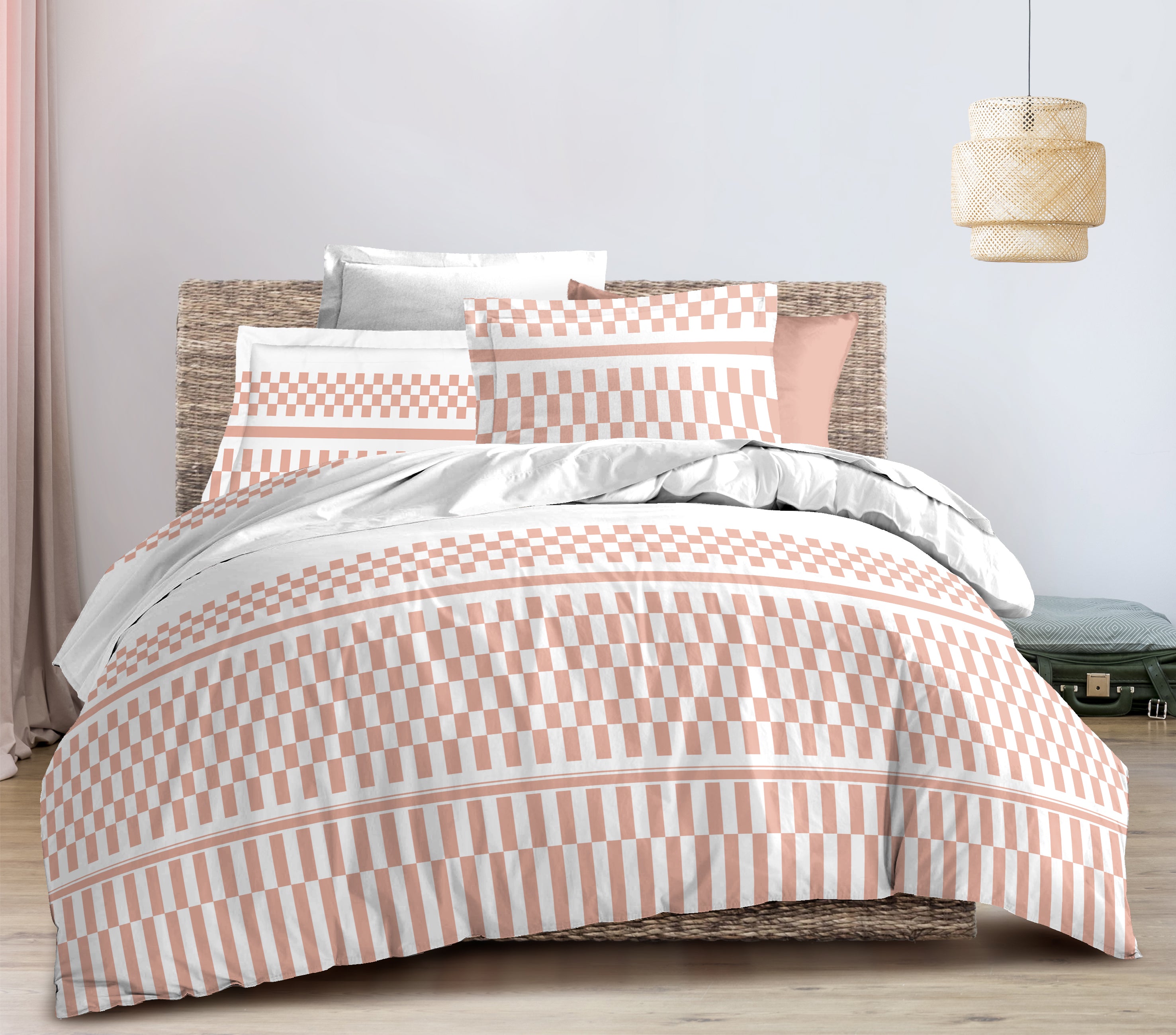 Parure de draps  4 pièces "Louna" drap housse 140  Casimir Peche