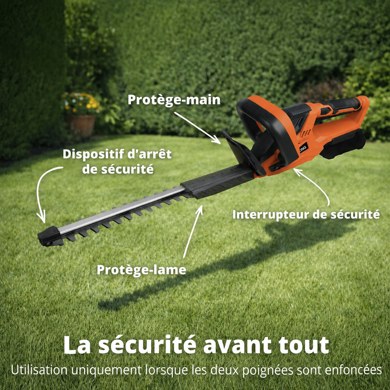 Taille-haies 50 cm + batterie 20 V et chargeur