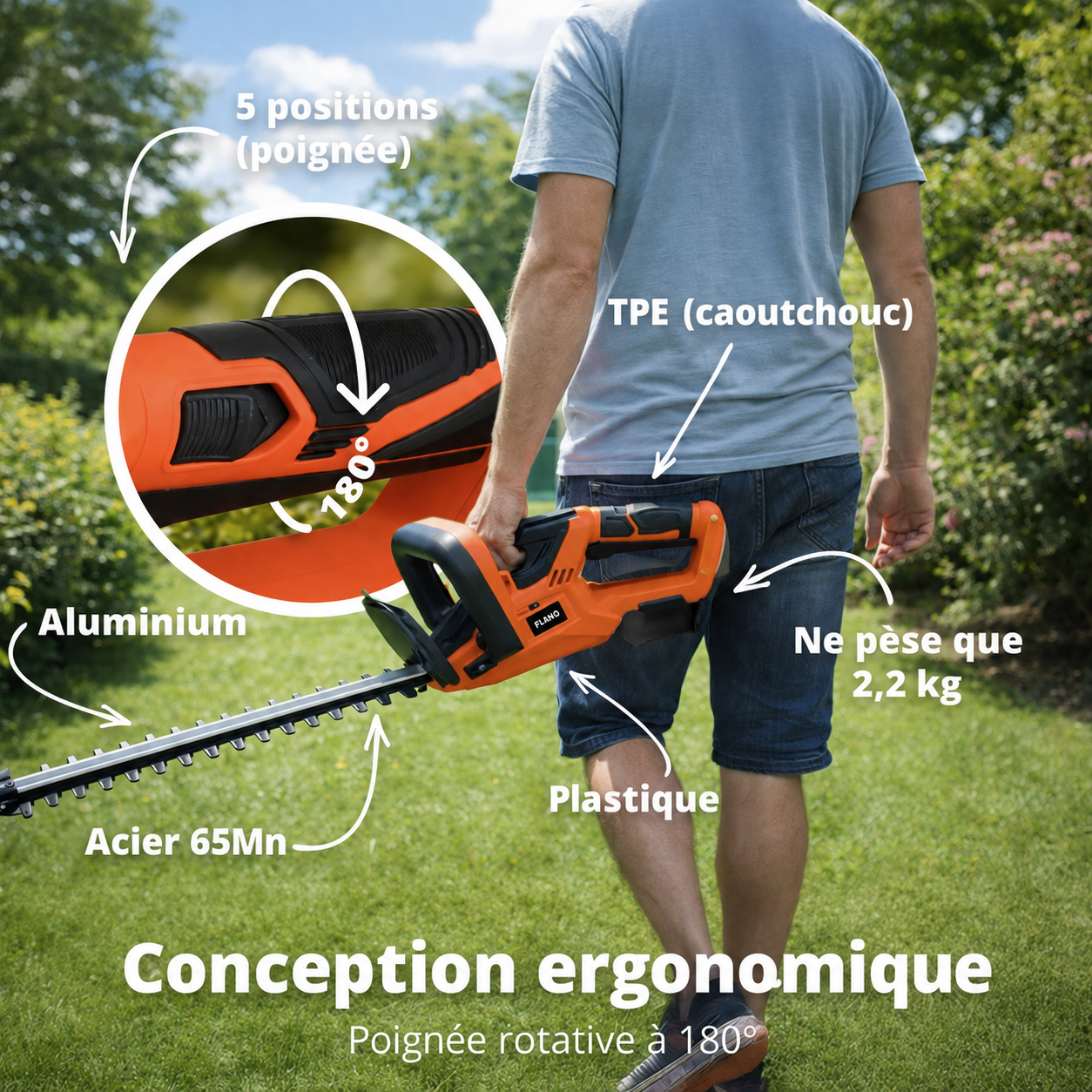 Taille-haies 50 cm + batterie 20 V et chargeur