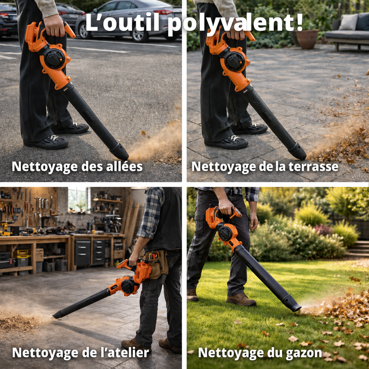 Souffleur de feuilles sans fil + batterie 20 V et chargeur