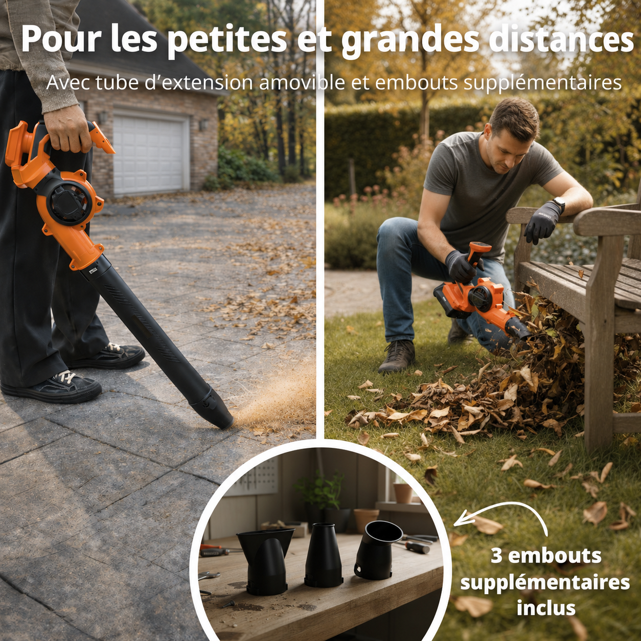 Souffleur de feuilles sans fil + batterie 20 V et chargeur