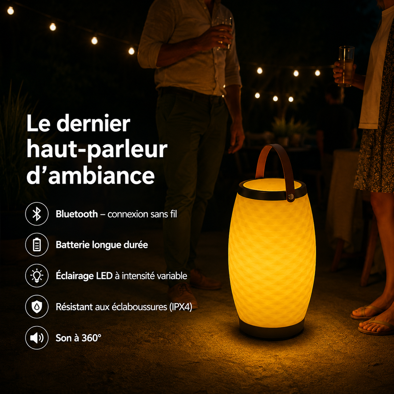 Lampe-enceinte LED sans fil avec refroidisseur à vin intégré Bali M - Bluetooth - RGB - Blanc