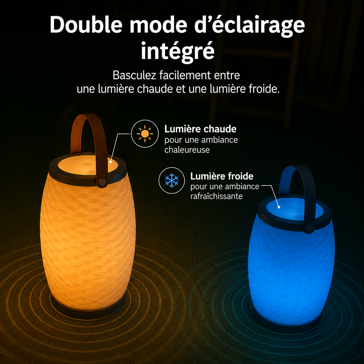 Lampe-enceinte LED sans fil avec refroidisseur à vin intégré Bali M - Bluetooth - RGB - Blanc