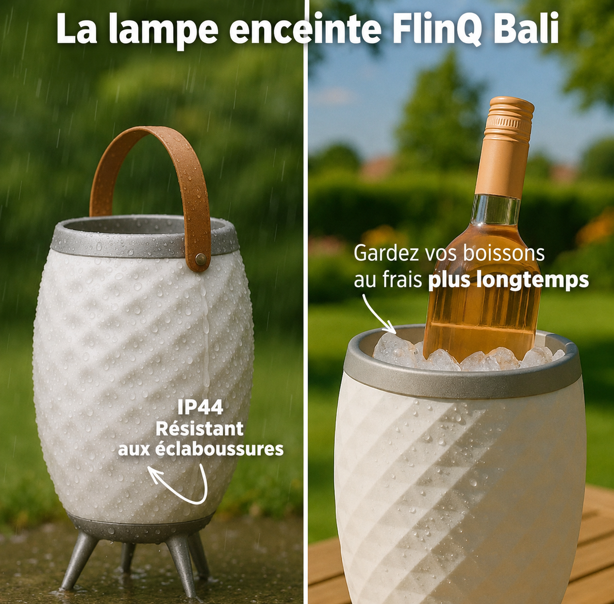 Lampe-enceinte LED sans fil avec refroidisseur à vin intégré Bali M - Bluetooth - RGB - Blanc